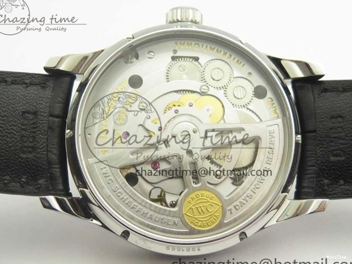 MIROTIME 0714 Popular Portuguese Flying Tourbillon SS Gray Dial 2 Sub Dials on Black Leather Strap 7159